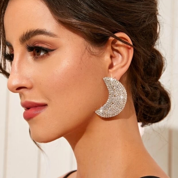 Jewelry - Big Rhinestone Moon Earrings